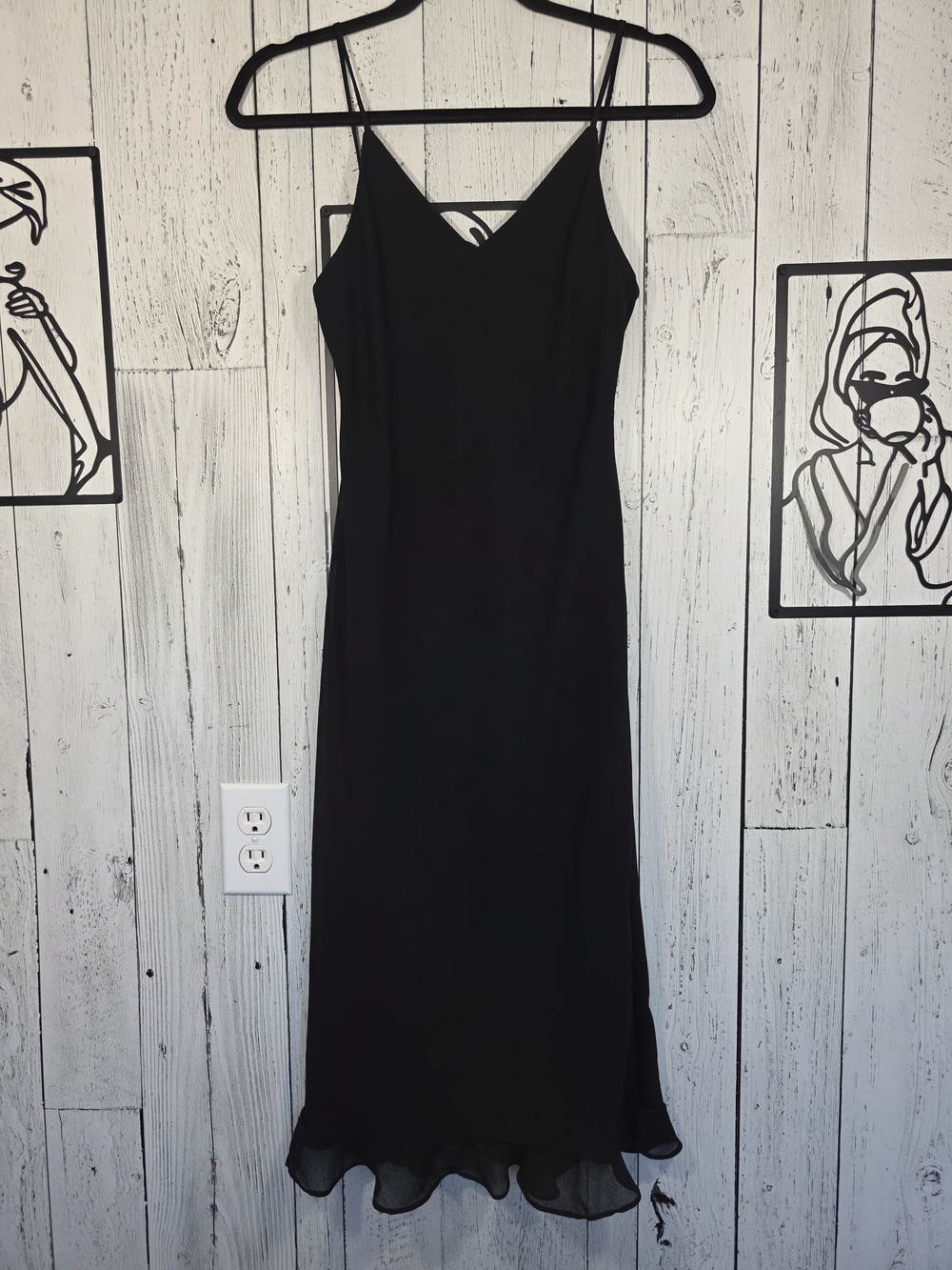 Vintage Lori Ann Montréal Black Midi Slip Dress Made in Canada Size 2